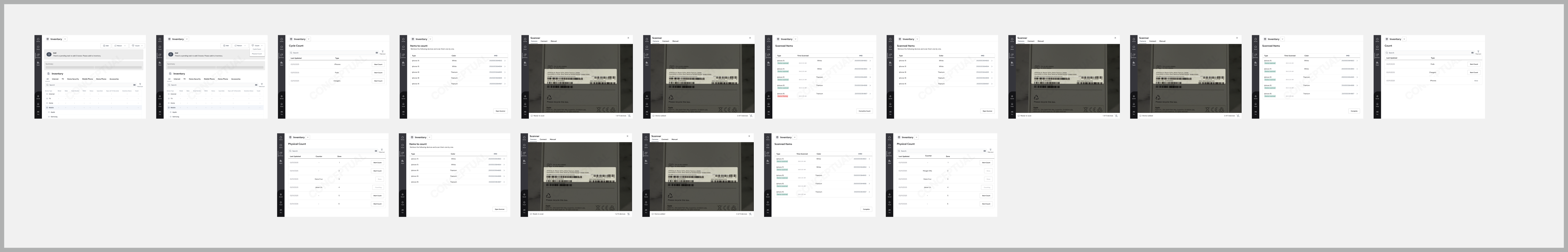 Retail desktop tool: Cycle Count and Physical Count flows, scanning items and reviewing counted items