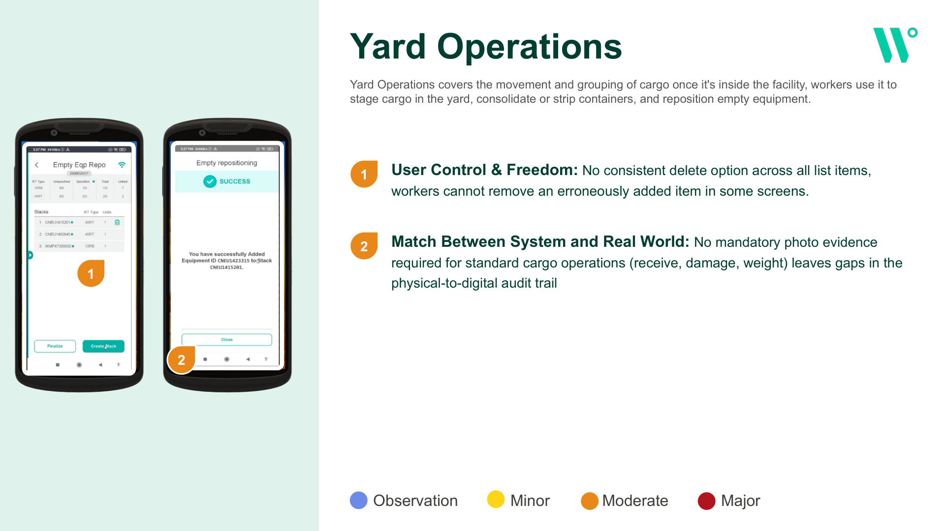 Yard Operations audit findings